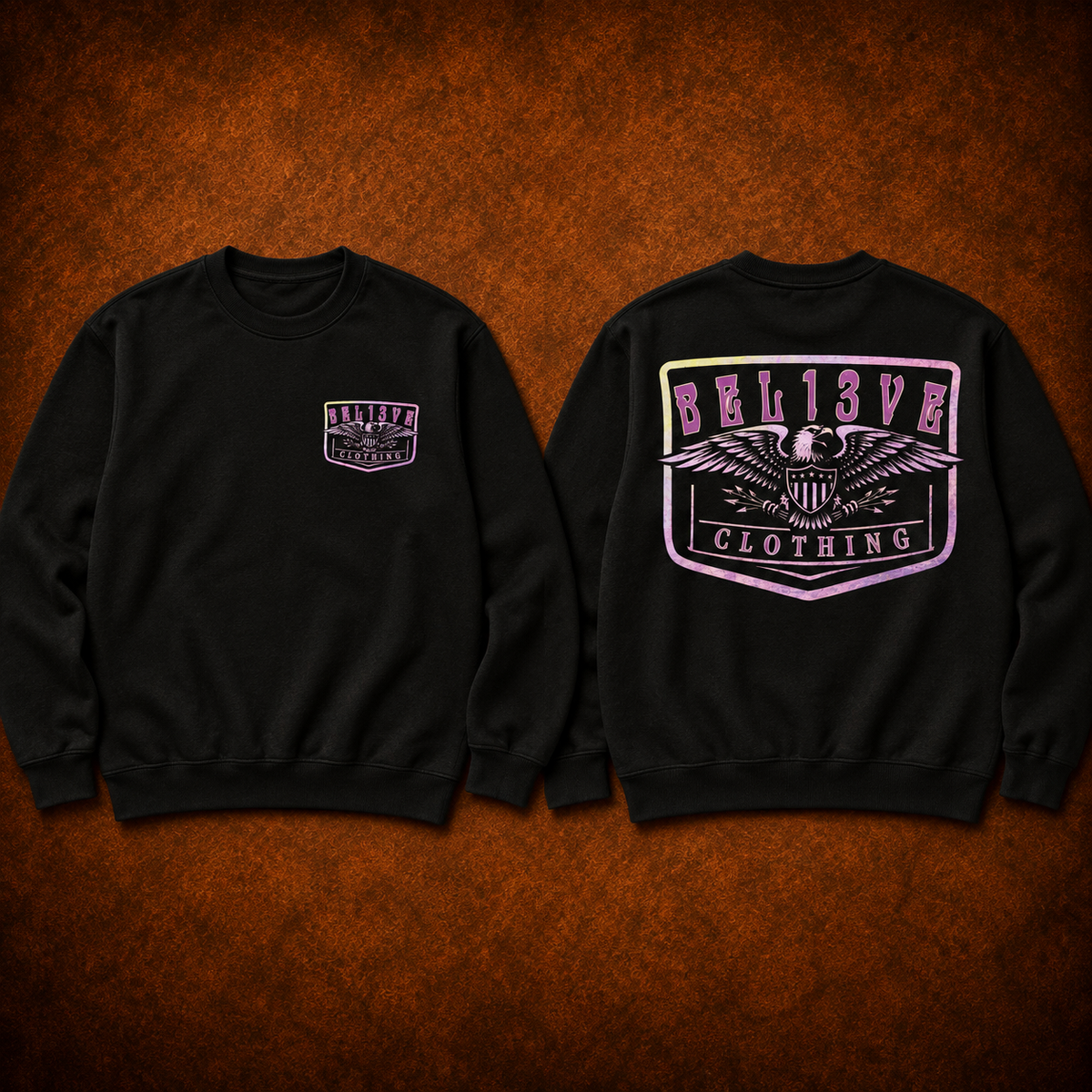BEL13VE Eagle Crewneck front and back