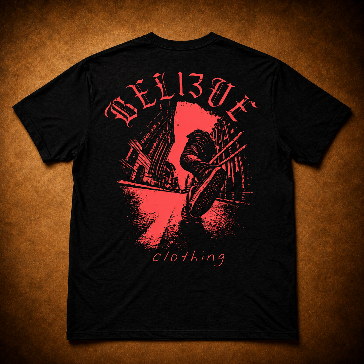 BEL13VE red skater tee back