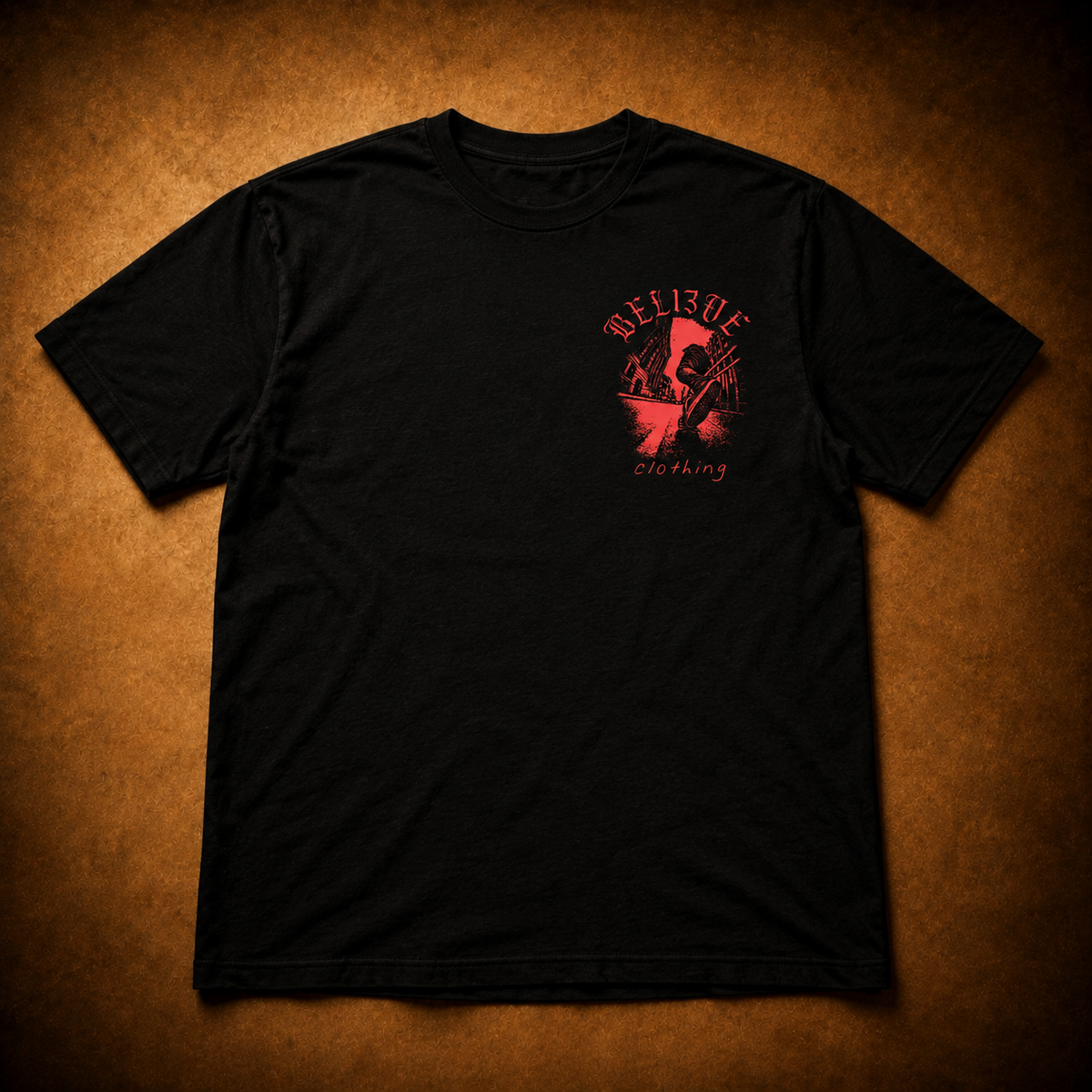 BEL13VE red skater tee front