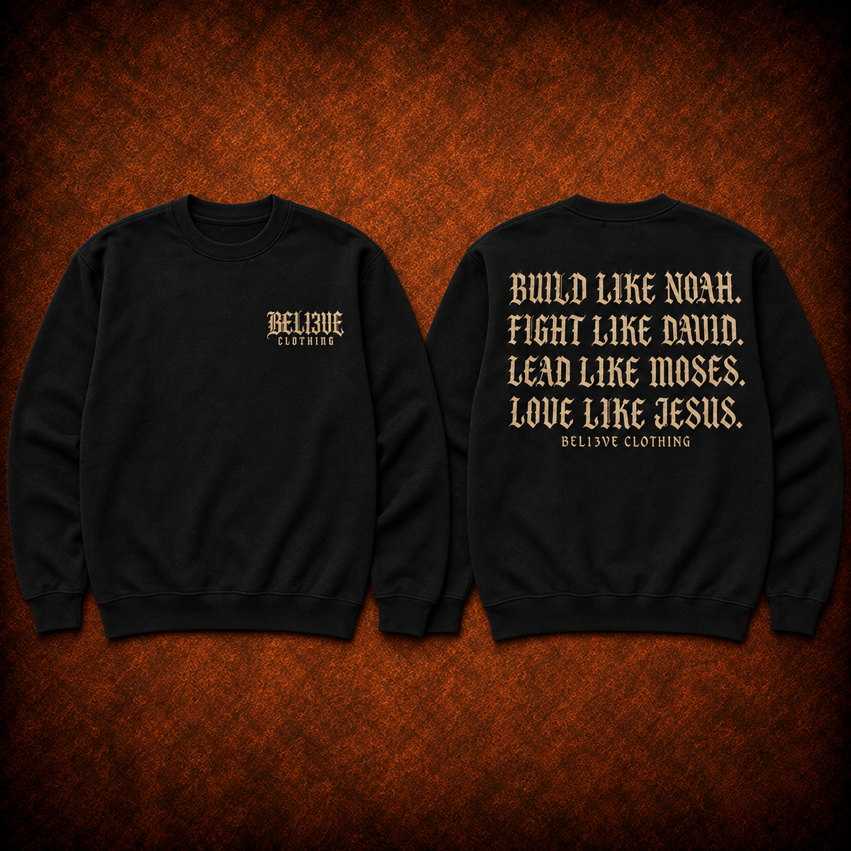 Build Like Noah Crewneck front and back