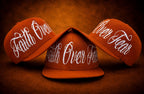 Burnt orange Faith Over Fear embroidered hat