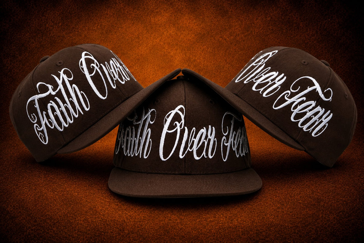 Chocolate brown Faith Over Fear embroidered hat