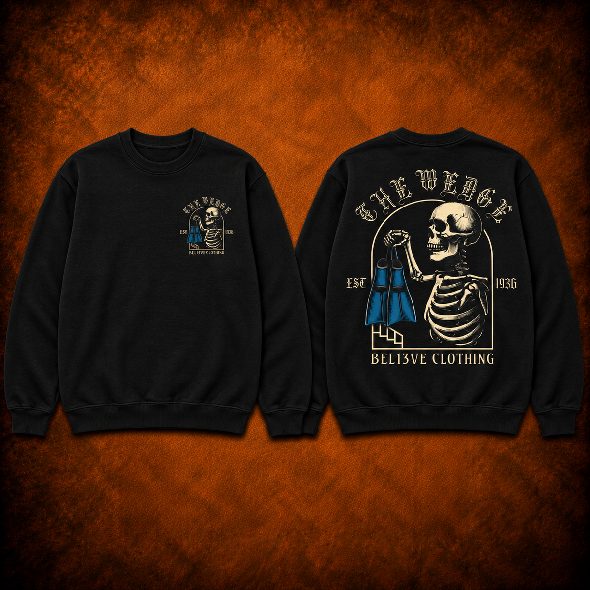 The Wedge Crewneck front and back